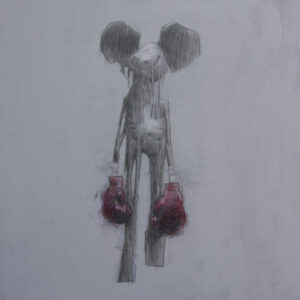 Mickey <br>
Mine de plomb, crayon et vernis fixatif Amsterdam sur toile de Lin -
60 x 60 cm - 2020 <br>
<span style="color: darkgreen";>DISPONIBLE</span>