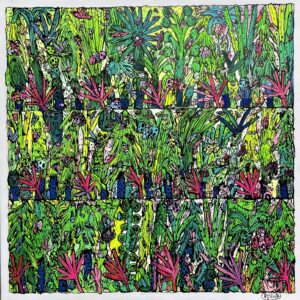 Forêt secondaire <br>
90 x 90 cm -Acrylique sur toile de lin - 2021 <br>
<span style="color: darkred";>PLUS DISPONIBLE</span>