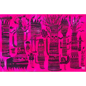 Bault La foret qui fume 1 60x40cm Serigraphie en toile de lin 2016