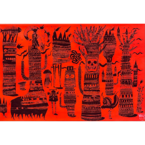 Bault La foret qui fume 2 60x40cm Serigraphie en toile de lin 2016