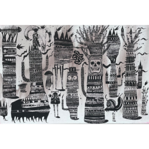 Bault La foret qui fume 5 60x40cm Serigraphie en toile de lin 2016